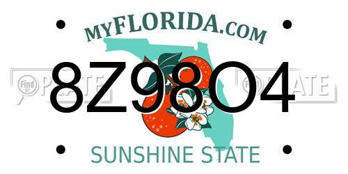 8Z98O4 Florida License Plate