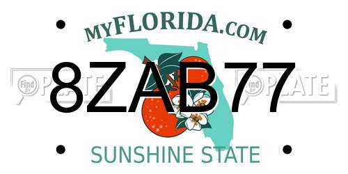 8ZAB77 Florida License Plate