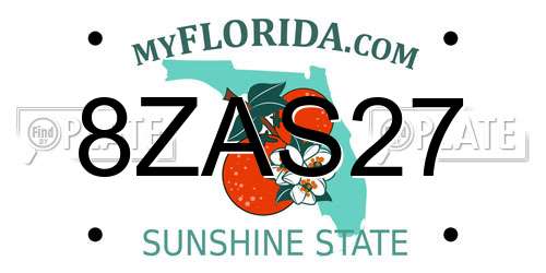 8ZAS27 Florida License Plate