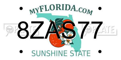 8ZAS77 Florida License Plate