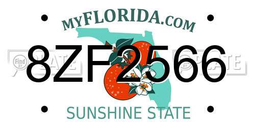8ZF2566 Florida License Plate