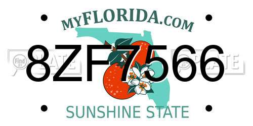 8ZF7566 Florida License Plate