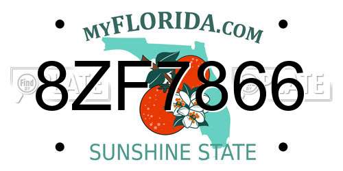 8ZF7866 Florida License Plate