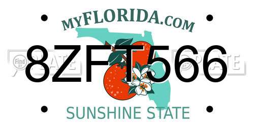 8ZFT566 Florida License Plate