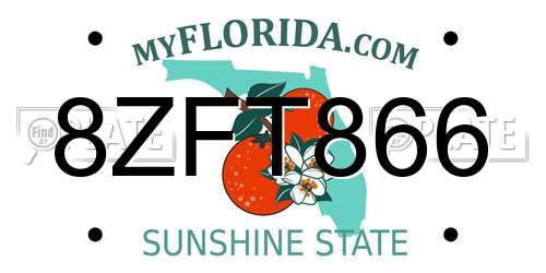 8ZFT866 Florida License Plate