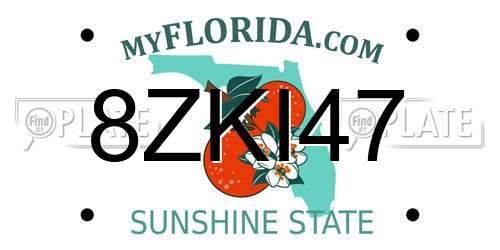8ZKI47 Florida License Plate