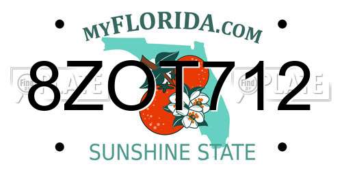 8ZOT712 Florida License Plate
