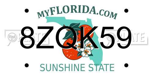 8ZQK59 Florida License Plate