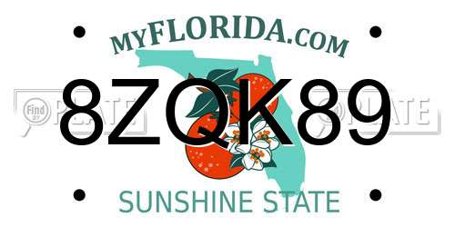 8ZQK89 Florida License Plate