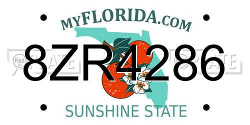8ZR4286 Florida License Plate