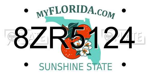 8ZR5124 Florida License Plate