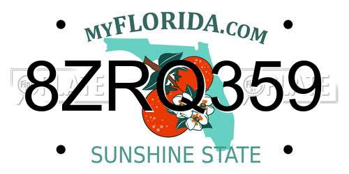8ZRQ359 Florida License Plate