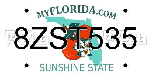 8ZST535 Florida License Plate