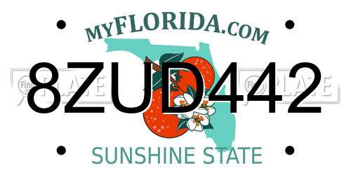 8ZUD442 Florida License Plate