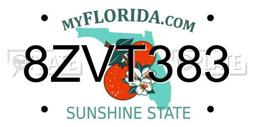 8ZVT383 Florida License Plate