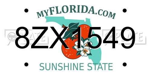 8ZX1549 Florida License Plate