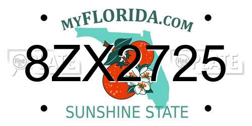 8ZX2725 Florida License Plate