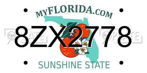 8ZX2778 Florida License Plate