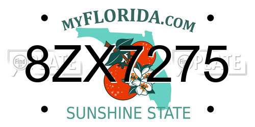 8ZX7275 Florida License Plate