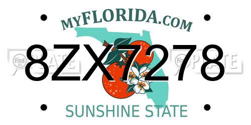 8ZX7278 Florida License Plate