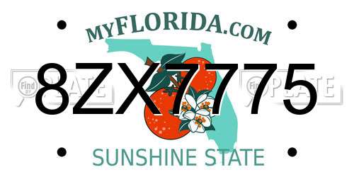8ZX7775 Florida License Plate