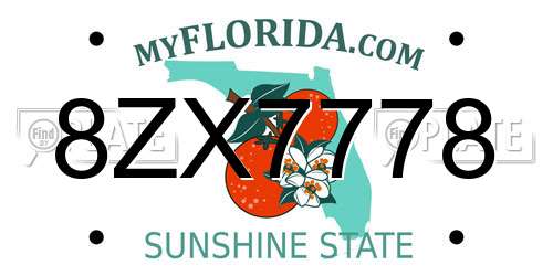 8ZX7778 Florida License Plate