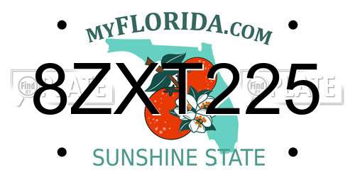 8ZXT225 Florida License Plate