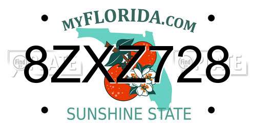 8ZXZ728 Florida License Plate