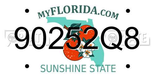 90252Q8 Florida License Plate