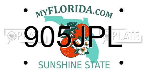 905JPL Florida License Plate