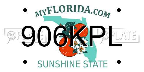 906KPL Florida License Plate