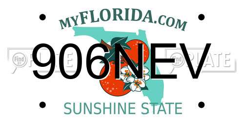 906NEV Florida License Plate