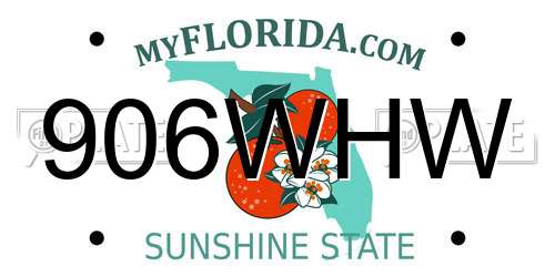 906WHW Florida License Plate