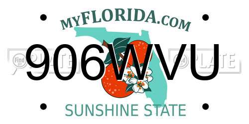 906WVU Florida License Plate