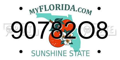 90782O8 Florida License Plate