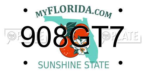 908GT7 Florida License Plate