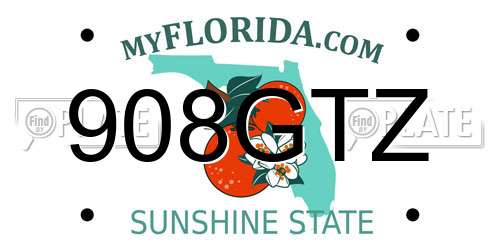 908GTZ Florida License Plate