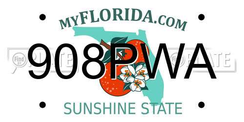 908PWA Florida License Plate