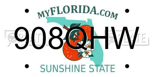 908QHW Florida License Plate