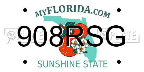 908RSG Florida License Plate