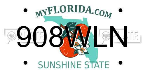 908WLN Florida License Plate
