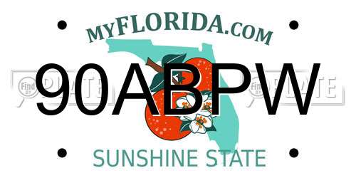 90ABPW Florida License Plate