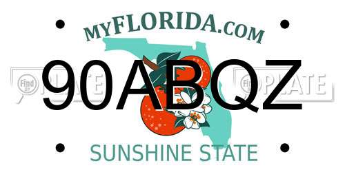 90ABQZ Florida License Plate