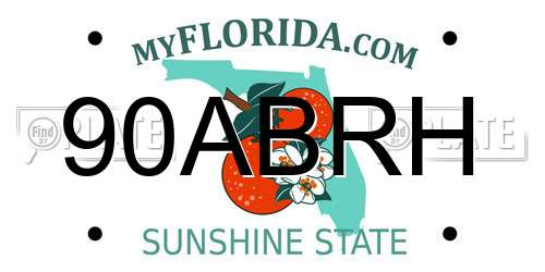 90ABRH Florida License Plate