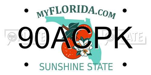 90ACPK Florida License Plate