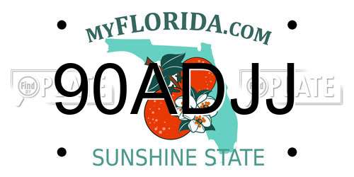 90ADJJ Florida License Plate
