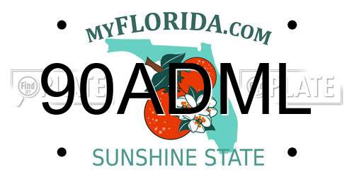 90ADML Florida License Plate