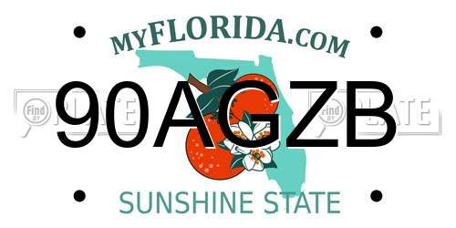 90AGZB Florida License Plate