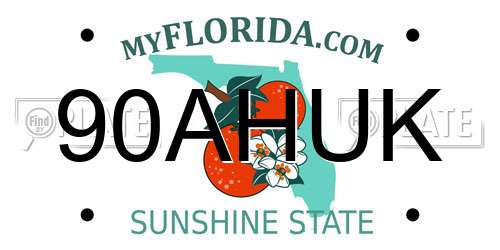 90AHUK Florida License Plate