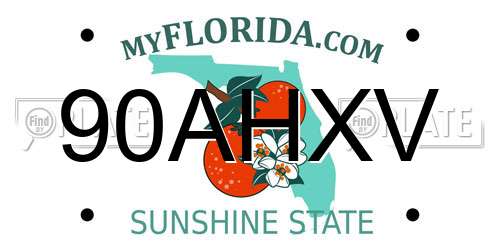 90AHXV Florida License Plate